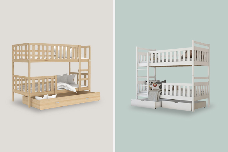 Kreveti na sprat od prirodnog drveta